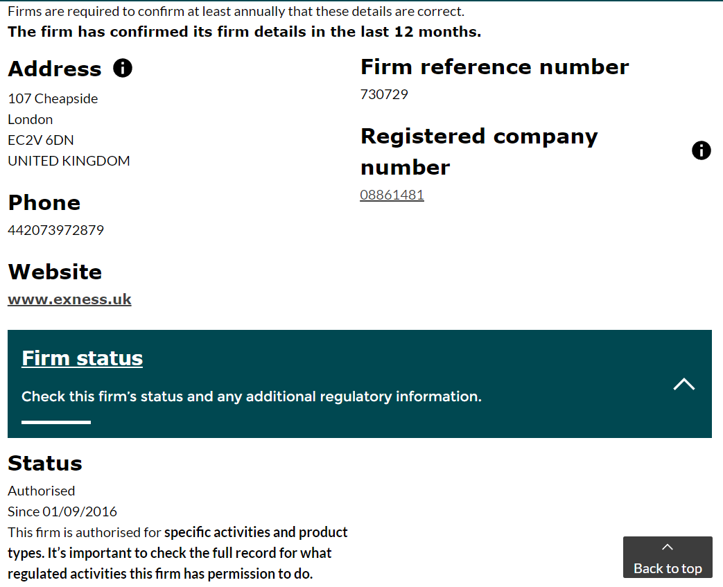 Exness FCA license