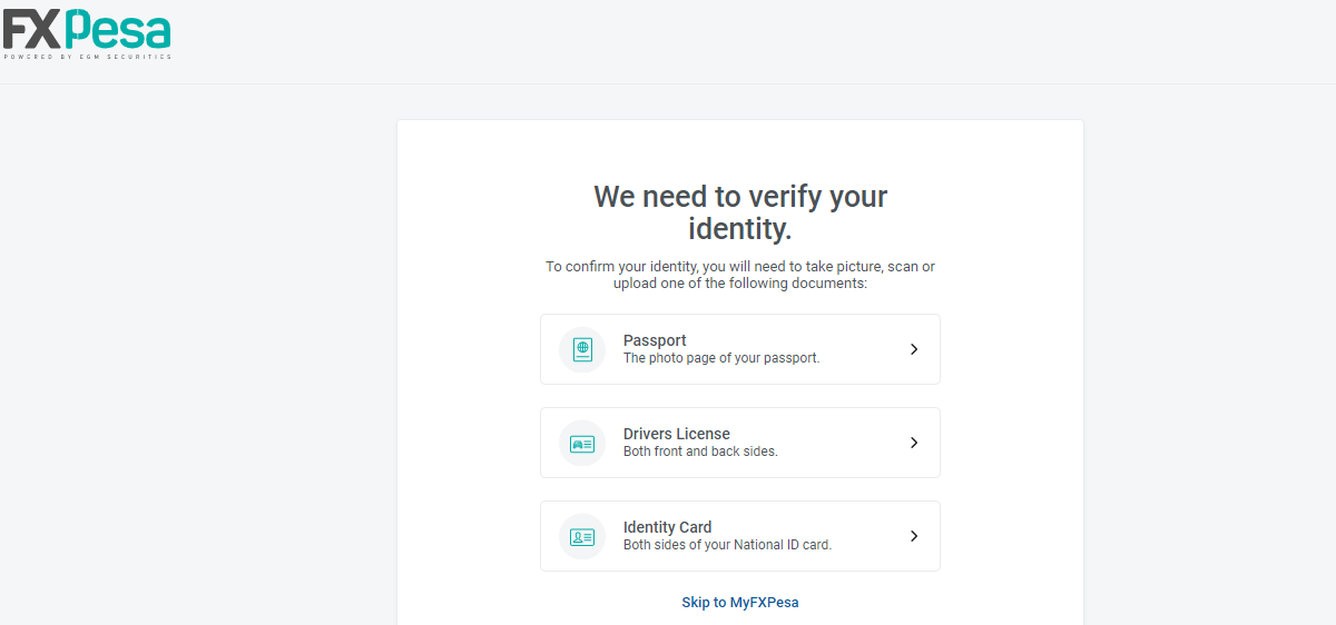 FXPesa Account Verification