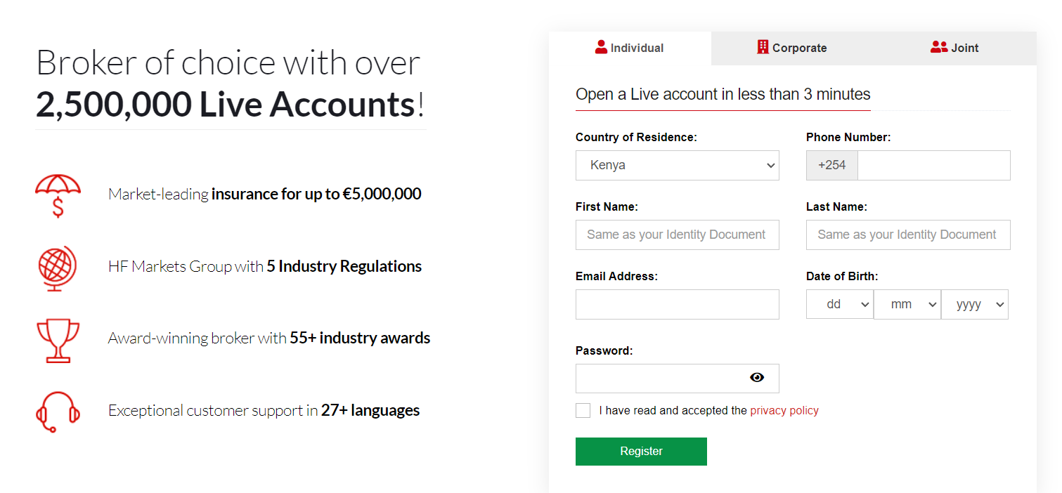 HotForex account opening form