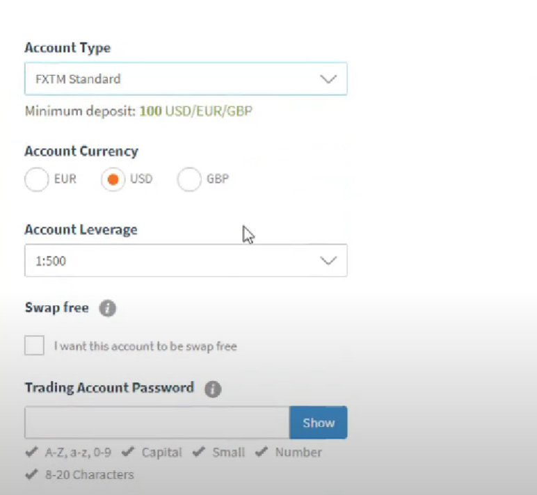 FXTM accoount opening