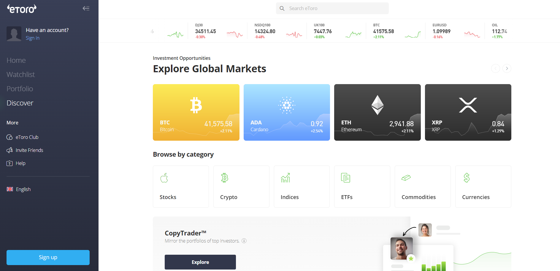 eToro Trading Platform