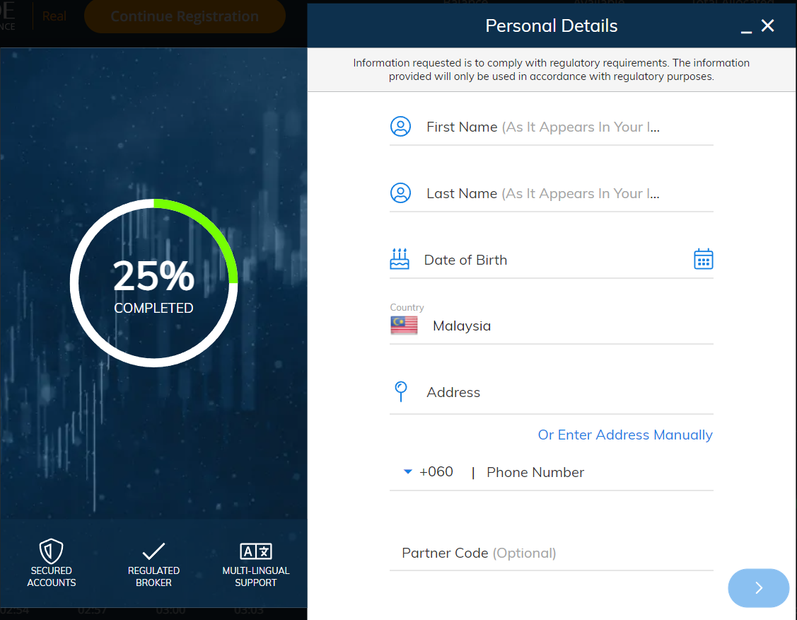 Avatrade account opening form