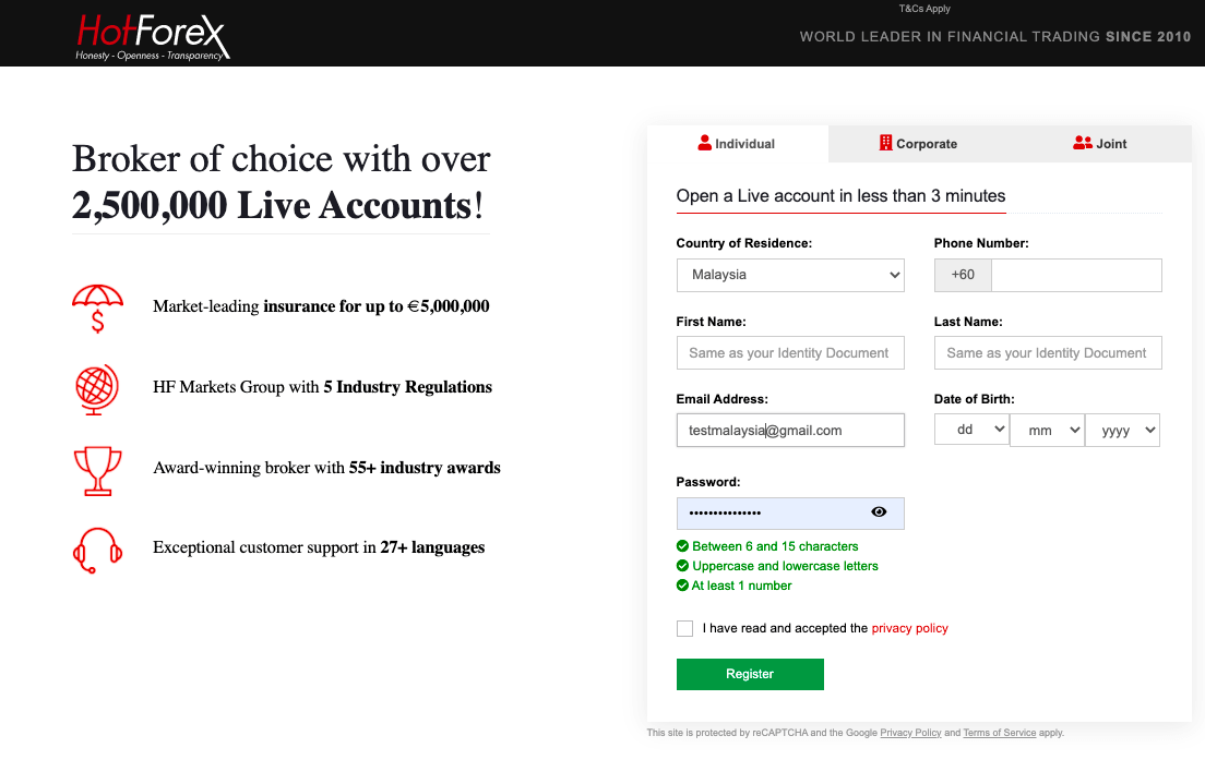 HotForex Live Account Opening