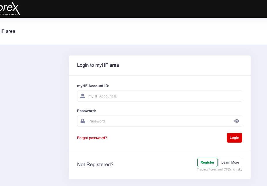 Login to myHF Area