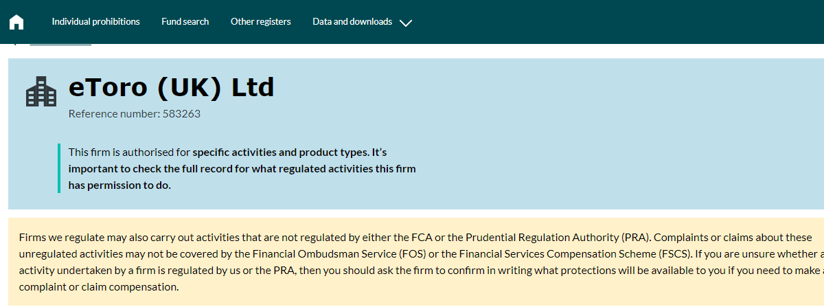 eToro FCA Regulation