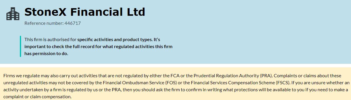 StoneX FCA Regulation