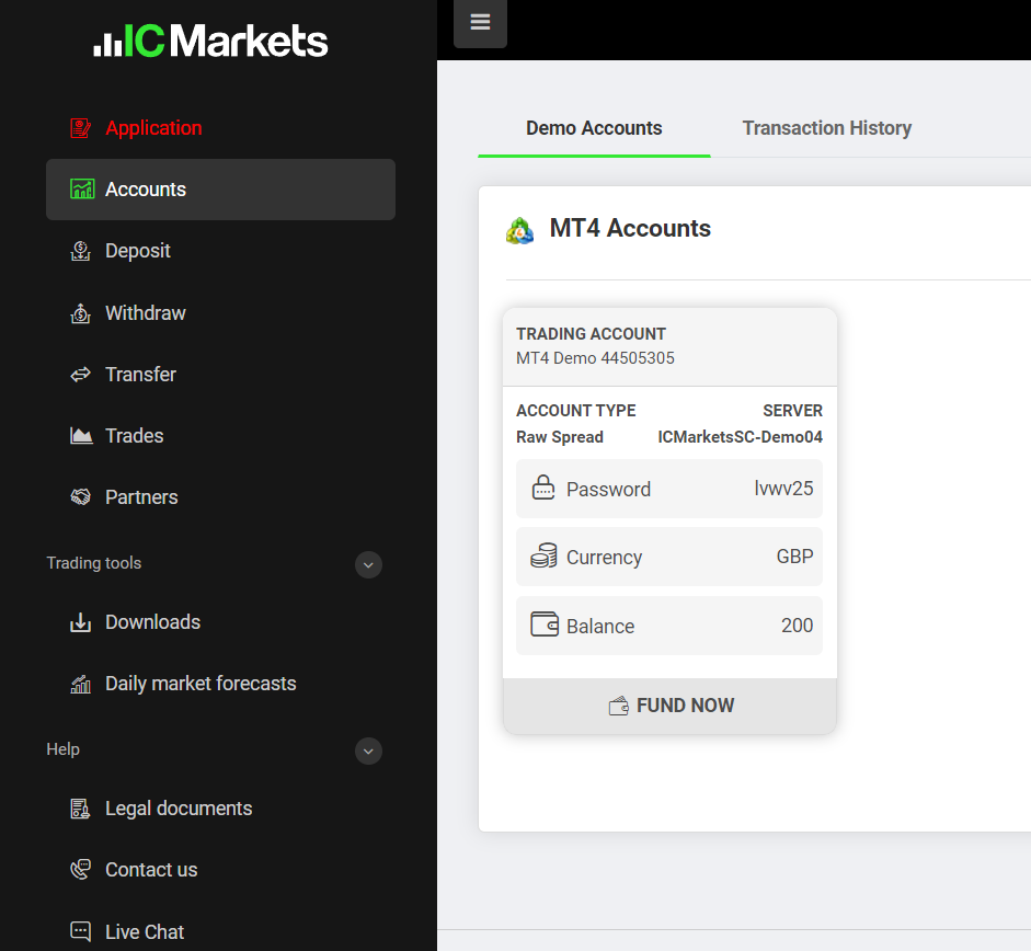 IC Markets demo account