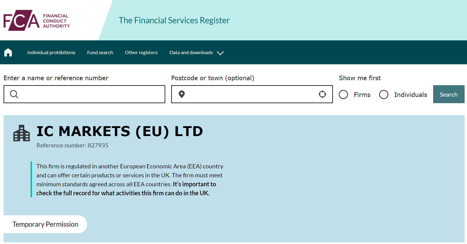 IC Markets FCA authorisation