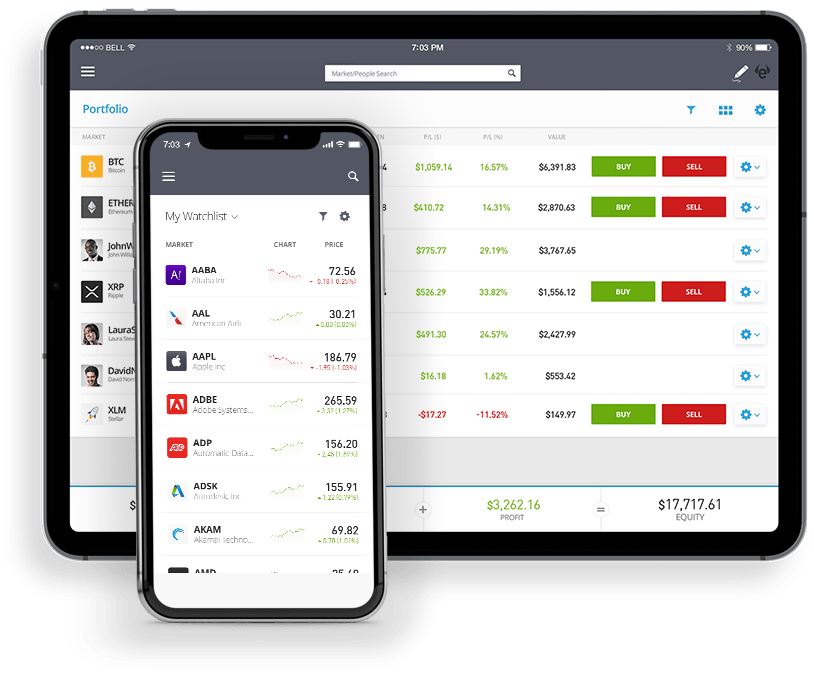 eToro mobile trading app