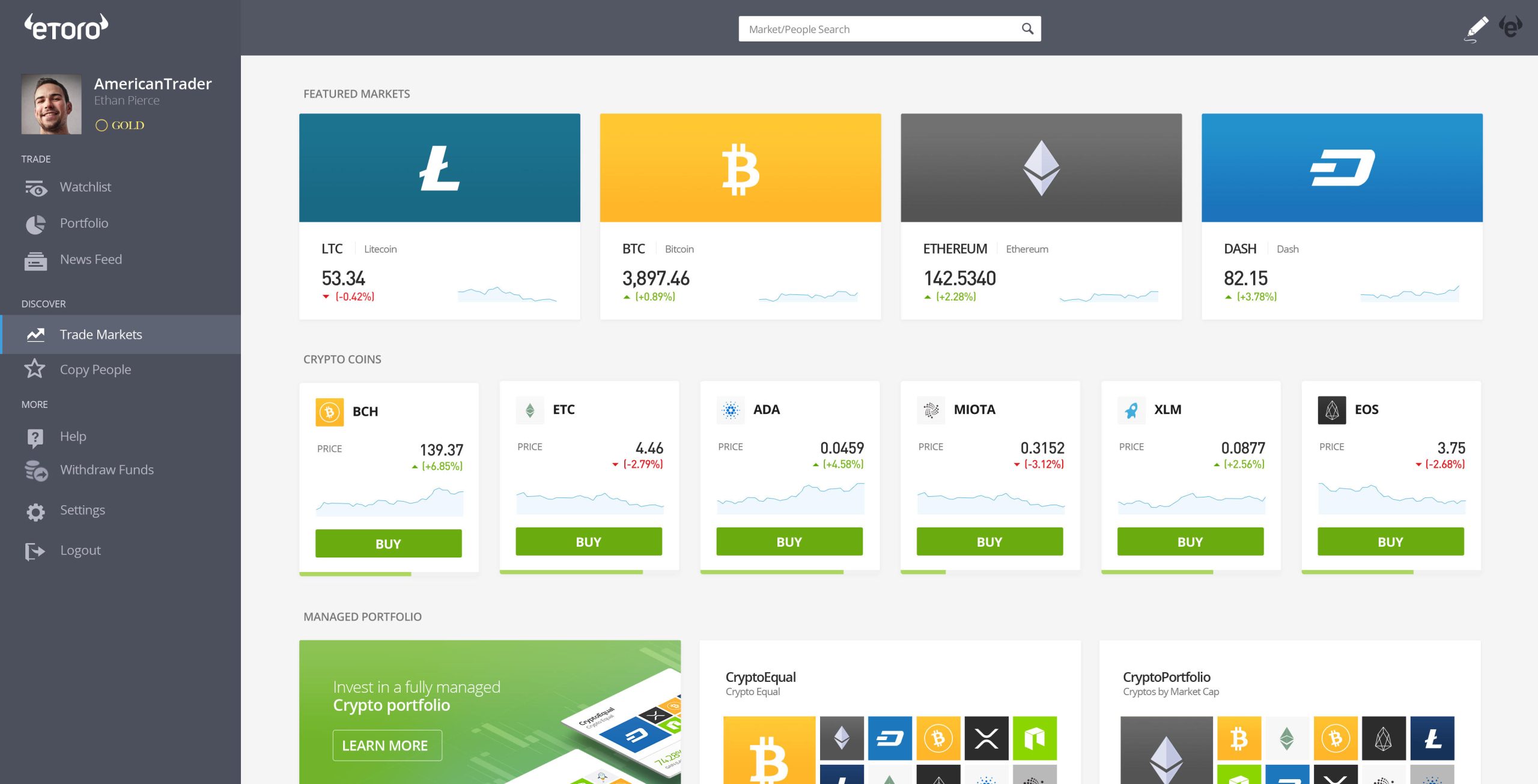 eToro trading platform