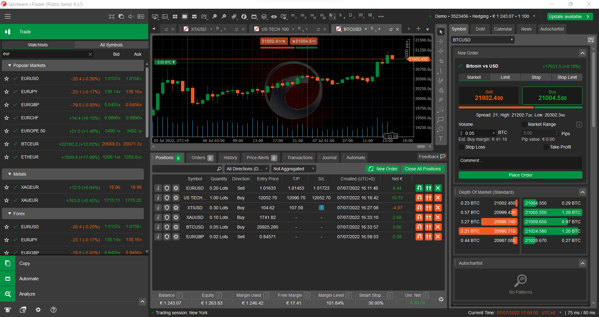 cTrader Demo account