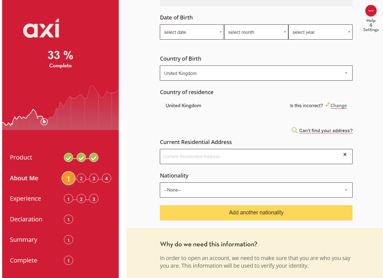 Axitrader account opening