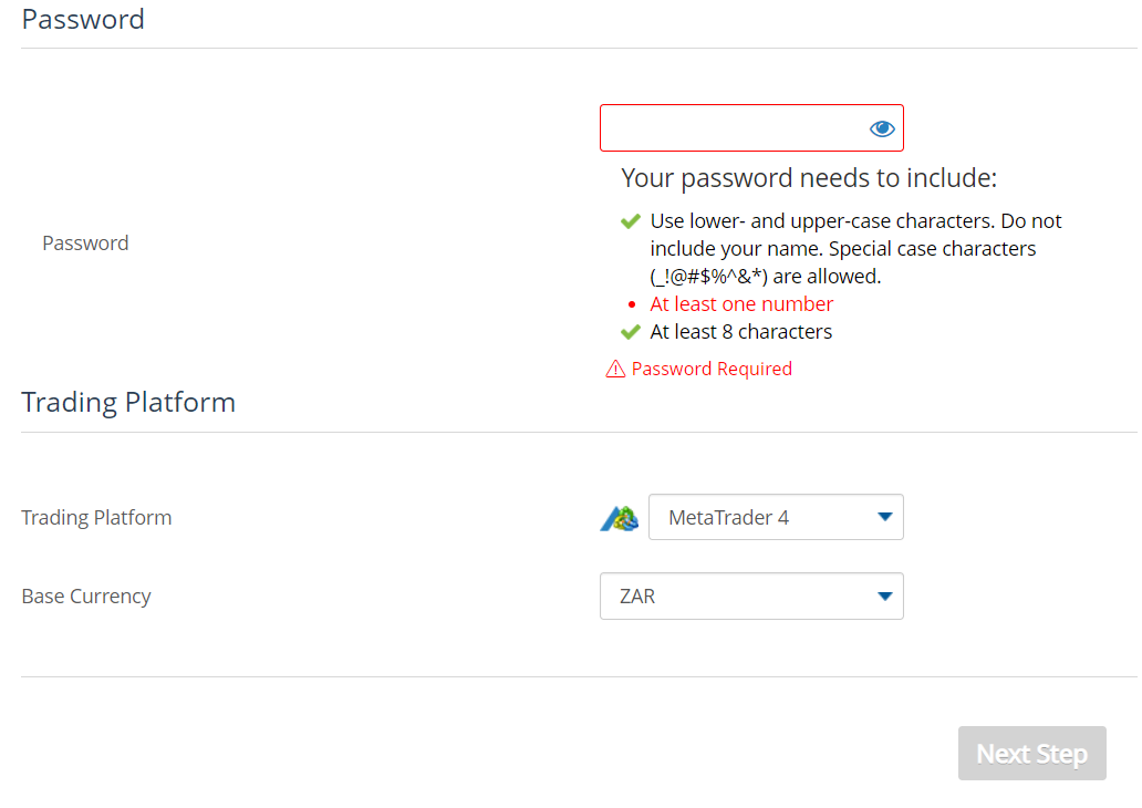 AvaTrade Account Opening Set Password