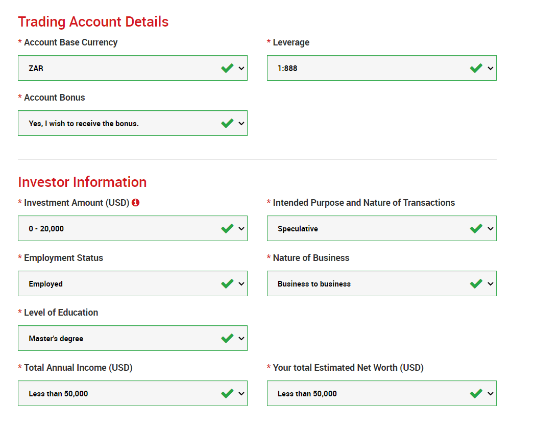 XM account opening