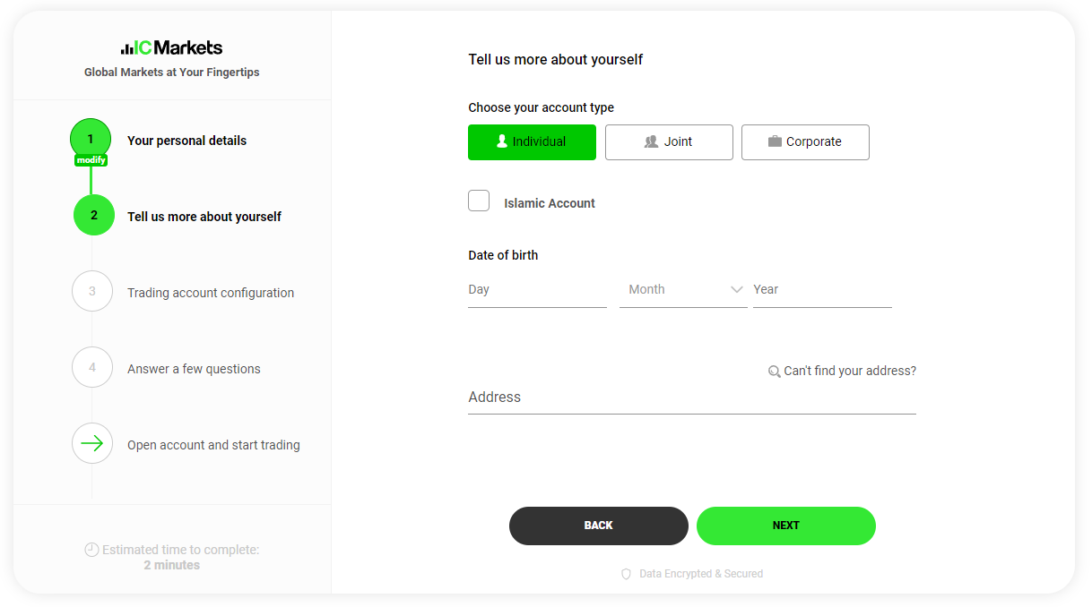 IC Markets account opening