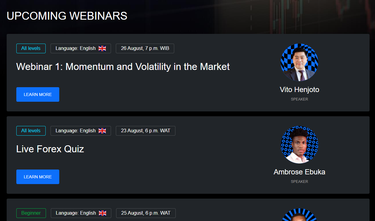 OctaFX webinars