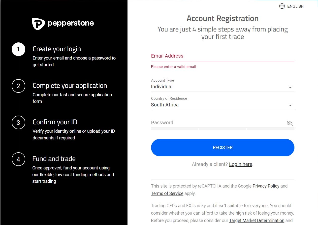 Pepperstone Account opening