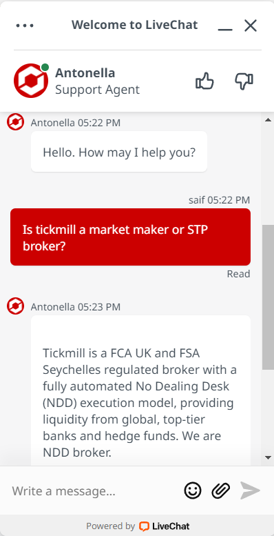 Tickmill live chat